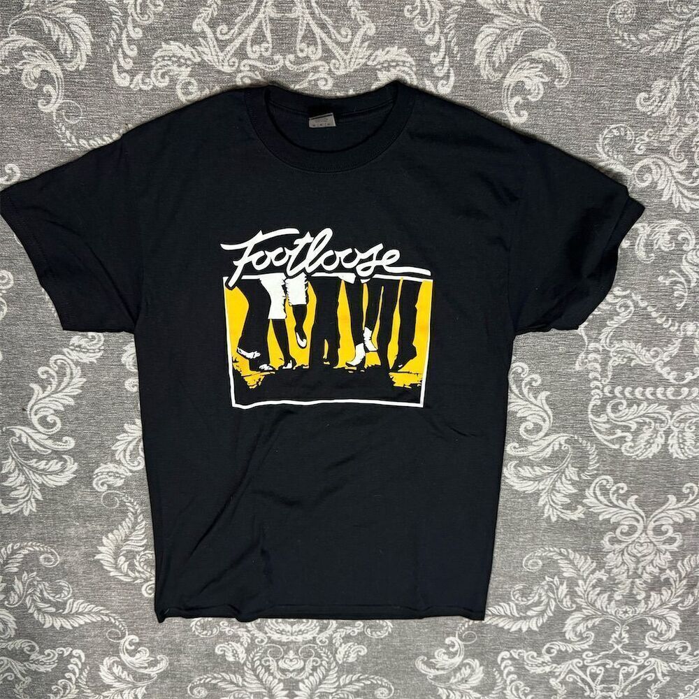 Footloose Men's Black Graphic T-Shirt M 80s Dance Movie Theme